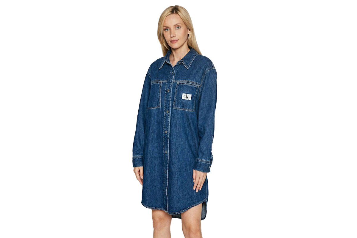 Calvin Klein Utility Shirt Dress Φόρεμα Τζην Midi (J20J219340 1BJ) Μπλέ